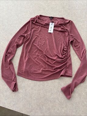 BNWT Dynamite Long-Sleeve Ruched Top - Dusty Rose